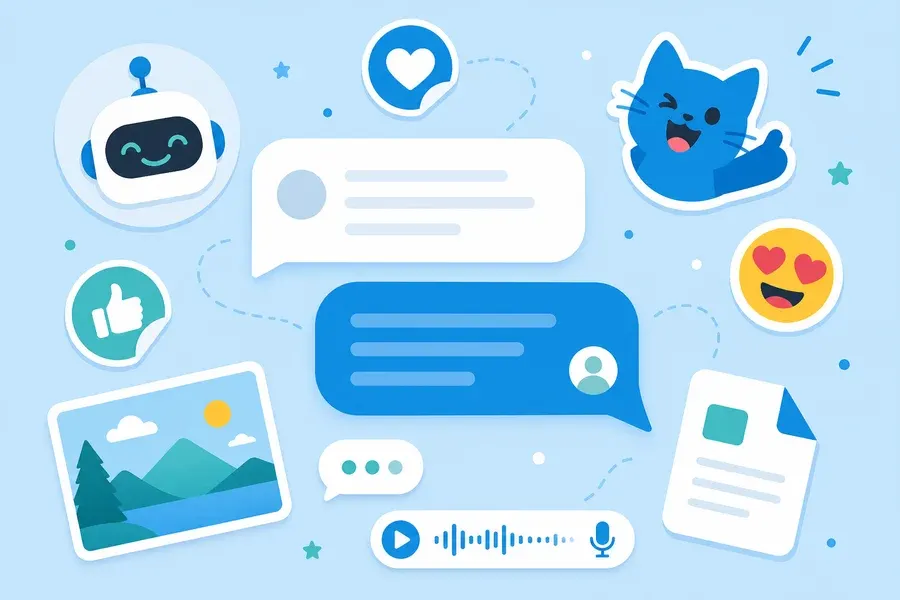 Panoramica delle funzioni di Telegram: messaggi, sticker, note vocali, foto e documenti