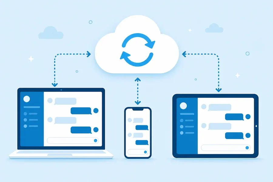 Sincronizzazione delle chat di Telegram nel cloud tra portatile, telefono e tablet