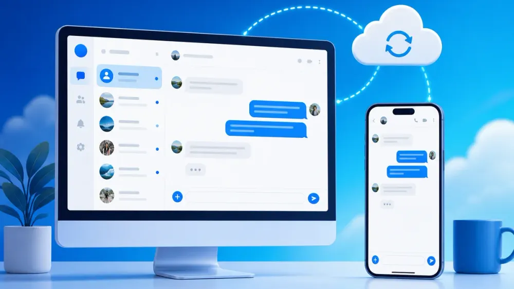 Telegram aperto su computer e telefono con le stesse chat sincronizzate